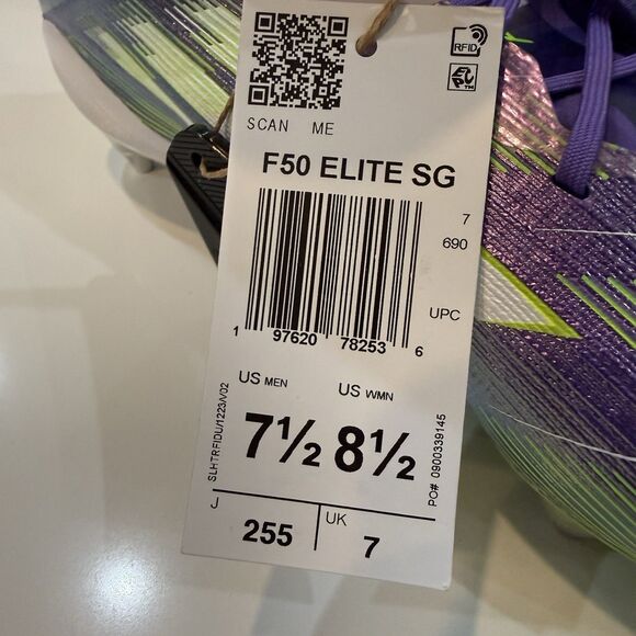 7.5 Men/8.5 Women - Adidas F50 Elite SG Purple Silver Soccer Cleats NEW JH7633 main image 6